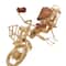 11" Gold Metal Bike Sculpture with Wood Accents Set